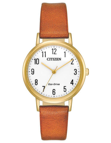 Citizen Womens Eco-Drive Chandler - White Dial - Brown Leather Strap - Gold-Tone - EM0572-05A_38fd442d-128c-400f-9194-ace74f0c4fed