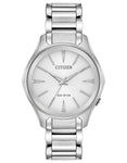 Citizen Eco-Drive L Mondena Womens Watch - White Dial - Stainless Bracelet - EM0590-54A