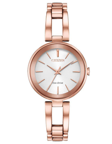 Citizen Eco-Drive Womens Axiom - Rose Gold-Tone - White - Bracelet - EM0633-53A