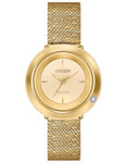 Citizen Ladies Eco-Drive L Ambiluna Watch - Gold-Tone - Champagne - Metal Mesh - EM0642-52P