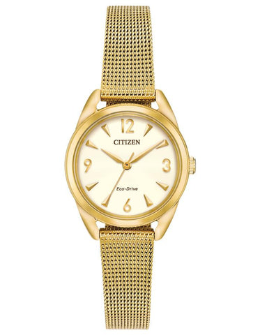 Citizen Ladies DRIVE LTR Watch - Gold-Tone - Champagne Dial  - Mesh Bracelet - EM0682-58P