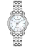 Citizen Ladies Eco-Drive Jolie Watch - Stainless - Diamond Accents - MOP Dial - EM0690-50D