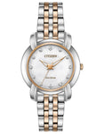 Citizen Ladies Eco-Drive Jolie Watch - Rose-Gold & Stainless - Diamond Markers - EM0716-58A