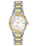 Citizen Eco-Drive Axiom Women's - Two-Tone -  Diamonds - MOP Dial - Bracelet - EM0734-56D