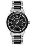 Citizen Eco-Drive Chandler - Stainless Steel & Ceramic - Black Dial - Bracelet - EM0741-51E