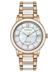 Citizen Eco-Drive Chandler - Rose Gold-Tone & Ceramic -Mother of Pearl -Bracelet - EM0743-55D