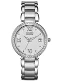 Citizen Signature Marne 49 Diamond Ladies Watch - Embossed White Dial - Steel - EO1100-57A