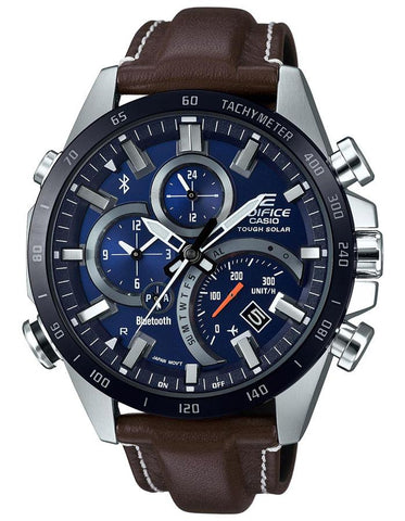 Casio Edifice EQB501 Series Smartphone Link Watch - Stainless Steel - Leather - EQB501XBL-2A