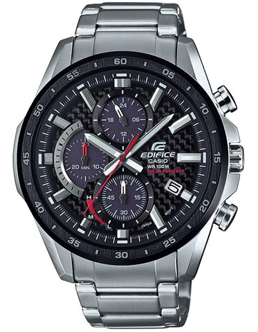 Casio Edifice EQS900 Series Mens Watch - Chrono - Carbon Dial - Stainless - Date - EQS900DB-1A