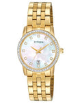 Citizen Quartz Ladies Swarovski Crystal Dress - Gold Tone - MOP Dial - EU6032-51D_7d516b41-1843-4e0b-aba2-4e852ddb4721