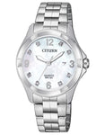 Citizen Quartz Ladies Watch - Stainless Steel - MOP - Crystals - Date - Bracelet - EU6080-58D