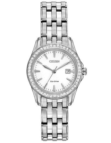 Citizen Ladies Silhouette Crystal - Stainless Steel - Silver-Tone Dial - Date - EW1901-58A