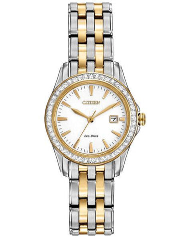 Citizen Ladies Silhouette Crystal Watch - Stainless Steel & Yellow Gold-Tone - EW1908-59A