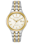 Citizen Womens Eco-Drive Corso Watch - White Dial - Two-Tone - Bracelet - Date - EW2494-54A