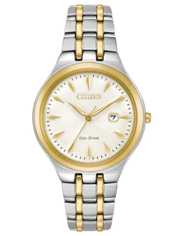 Citizen Womens Eco-Drive Corso Watch - White Dial - Two-Tone - Bracelet - Date - EW2494-54A