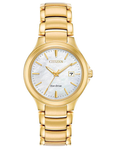 Citizen Ladies Eco-Drive Chandler Watch - Gold-Tone - MOP - Bracelet - Date - EW2522-51D