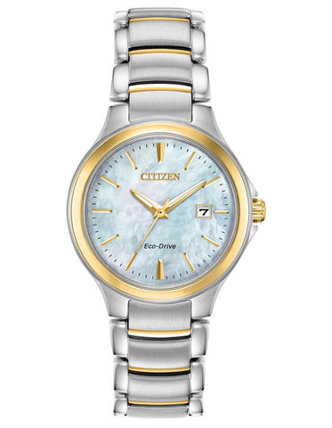 Citizen Ladies Eco-Drive Chandler Watch - Two-Tone - MOP - Bracelet - Date - EW2524-55N