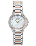 Citizen Signature Ladies Fiore 65 Diamond Watch - Steel and Rose Tone - MOP - EX1166-52D