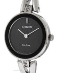 Citizen Eco-Drive Womens Silhouette - Swarovski Crystals -Stainless - Black Dial - EX1420-50EA