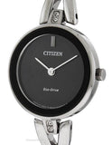 Citizen Eco-Drive Womens Silhouette - Swarovski Crystals -Stainless - Black Dial - EX1420-50EA