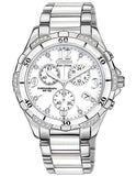 Citizen Eco-Drive Ladies 32 Diamond Chronograph - Stainless and White Ceramic - FB1230-50A