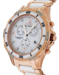 Citizen Ladies Eco-Drive Ceramic & Rose Tone Chronograph - 32 Diamonds - Date - FB1233-51AA