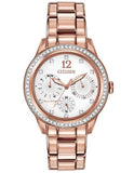 Citizen Eco-Drive Ladies Silhouette Crystal - Pink Gold-Tone Case & Bracelet - FD2013-50A