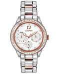 Citizen Eco-Drive Ladies Silhouette Crystal - Stainless & Pink Gold-Tone - FD2016-51A