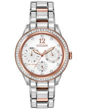 Citizen Eco-Drive Ladies Silhouette Crystal - Stainless & Pink Gold-Tone - FD2016-51A