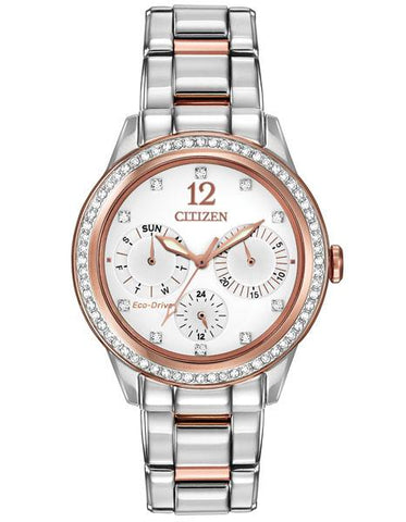 Citizen Eco-Drive Ladies Silhouette Crystal - Stainless & Pink Gold-Tone - FD2016-51A