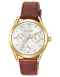 Citizen DRIVE LTR Womens Watch - Gold-Tone - Brown Strap - Crystal - Day/Date - FD2052-07A_6f46c26d-393c-42f9-87f3-9aa8082de54e