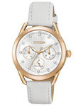 Citizen DRIVE LTR Womens Watch - Rose-Tone - White Strap - Crystal - Day/Date - FD2053-04A_0395edd8-9608-4487-9bc1-586e41faf999