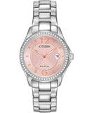 Citizen Ladies Silhouette Crystal - Pink Sunray Dial - Bracelet - Date - FE1140-86X