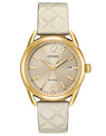 Citizen DRIVE LTR Womens - Gold-Tone - Champagne Dial - Quilted Leather Strap - FE6082-08P