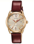 Citizen Womens DRIVE LTR - Rose Gold-Tone - Burgundy Leather Strap - Date - FE6083-05P