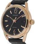 Citizen Womens DRIVE LTR - Rose Gold-Tone Case - Black Leather Strap - Date - FE6083-13EA