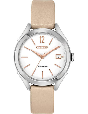 Citizen DRIVE LTR Womens Watch - Stainless Steel - White Dial - Date - Leather - FE6140-03A_19cdc28a-1457-4849-be9d-96961efcbf8e