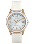 Citizen DRIVE AR Womens Watch - Gold-Tone - Mother of Pearl Dial -White Silicone - FE7056-02D