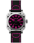 Lum-Tec G10 Mens - Stainless Steel Case - Neon Pink - Leather - 200 Meters - G10_70521fd6-c5a2-4f56-8b4d-4bc802b8622a