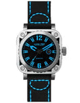 Lum-Tec G5 Mens - Stainless Steel - Blue Accents - Leather - 200 Meters - G5_fd4ef635-2252-4792-88c5-b349b9087732