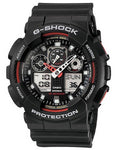 Casio XL G-Shock - Black and Red - Magnetic Resistant - World Time - 200m - GA100-1A4