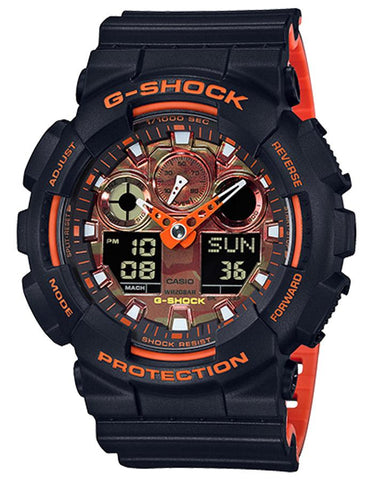 Casio G-Shock Mens Watch - Analog-Digital - Black/Orange - Magnetic Reistant - GA100BR-1A