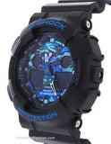 Casio Mens G-Shock Ana-Digi - Black Case & Rubber Strap - Blue Camo Dial - GA100CB-1AA