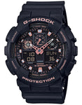 Casio G-Shock GA100 Mens - Digital/Analog - Black - Rose Gold-Tone Accents - 200 - GA100GBX-1A4_6260be74-c258-40c0-8b78-9a0c82055ac7