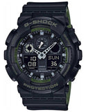 Casio Mens G-Shock Layered Band Series - Black & Green - Magnetic Resistant - GA100L-1A