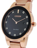 Citizen Eco-Drive Axiom Ladies Diamond Watch - Rose Gold-Tone & Black - GA1058-59QA