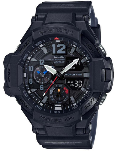 Casio G-Shock Master of G GRAVITYMASTER Watch -  Black Case - 200M - World Clock - GA1100-1A1