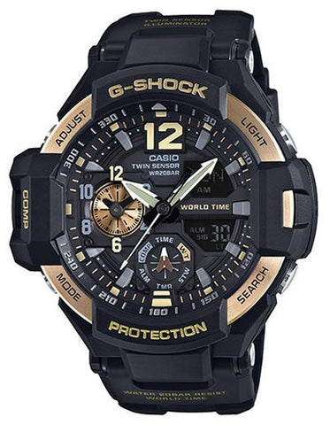 Casio G-Shock - Black Case - Gold-Tone  Accents - Ana-Digi - World Time - 200m - GA1100-9G