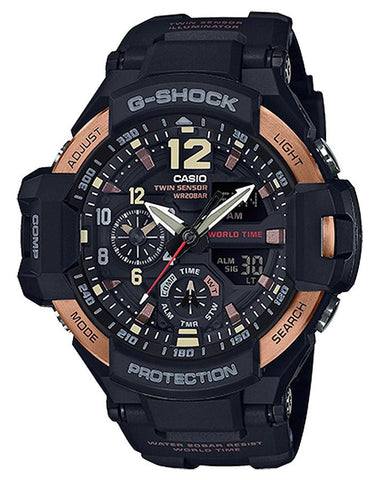 Casio G-Shock Gravity Master - Rose Gold-Tone - Black Strap - World Time - 200m - GA1100RG-1A_9c9a0813-185e-4490-a642-82f379823c39