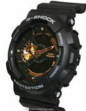 Casio Mens XL Analog-Digital G-Shock - Black with Rose Gold-Tone - Resin Strap - GA110RG-1AA